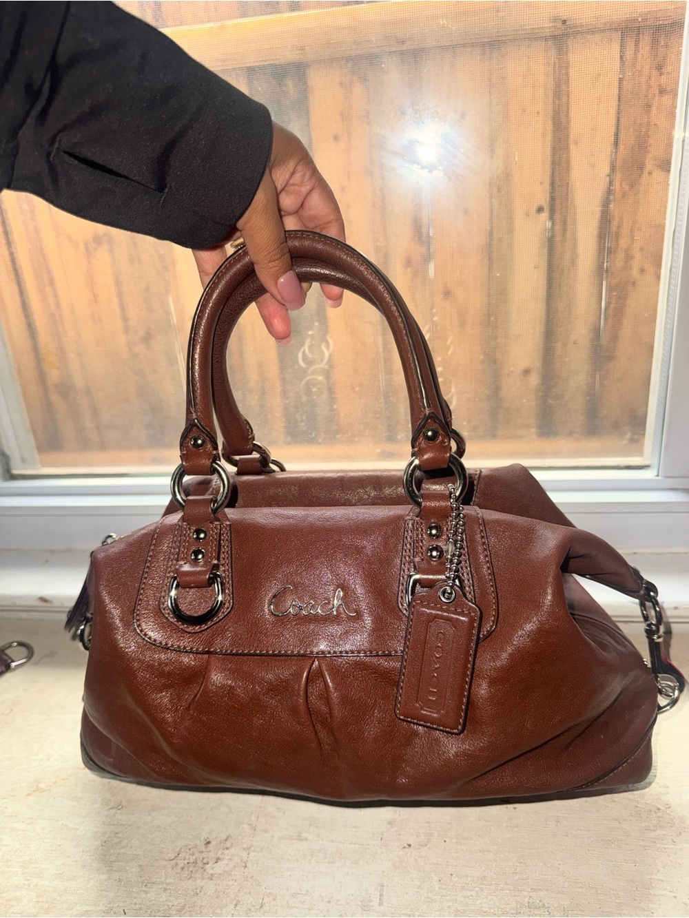 Coach Chestnut Brown Leather Satchel with Top Handles